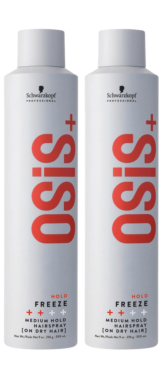 OSiS+ Freeze hairspray bottle front view with 9 oz 2-pack for all-day hold.