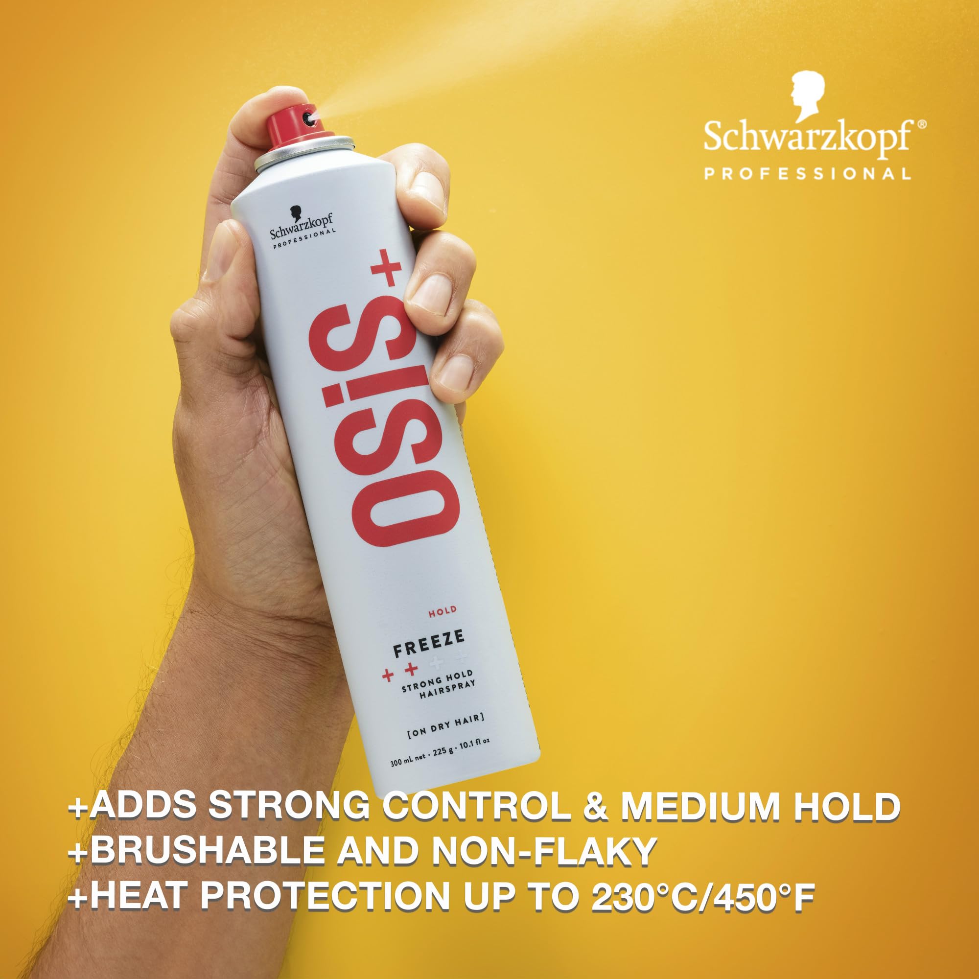 OSiS+ Freeze bottle side view highlighting humidity protection for styling.