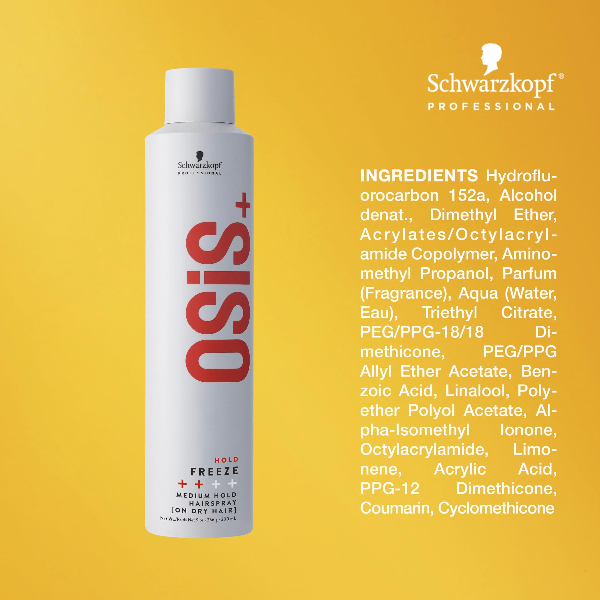 OSiS+ Freeze mist being sprayed on dry hair for quick hold.