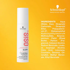 OSiS+ Glow shine on hair captures reflective finish and frizz-free movement.