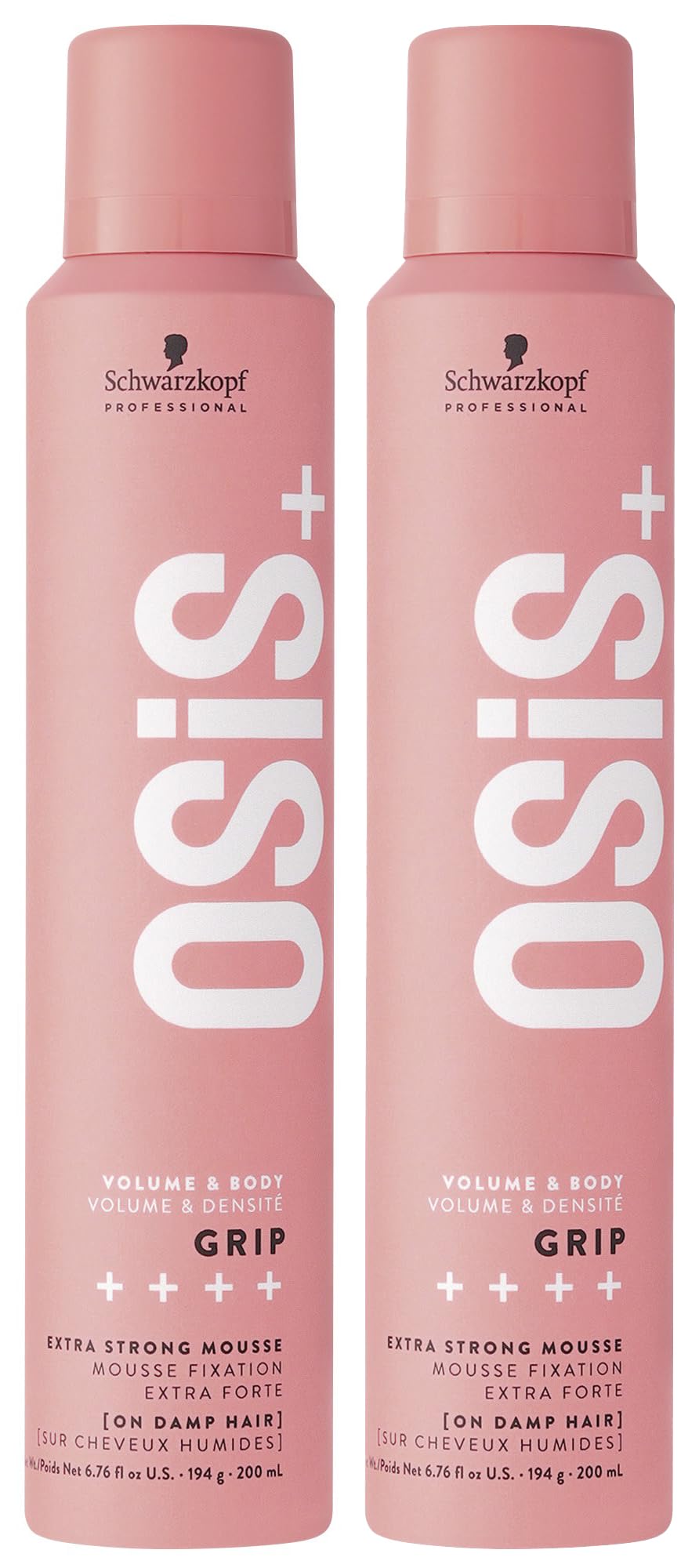 OSiS+ Grip Extreme Hold Mousse bottle showing strong volume and natural shine