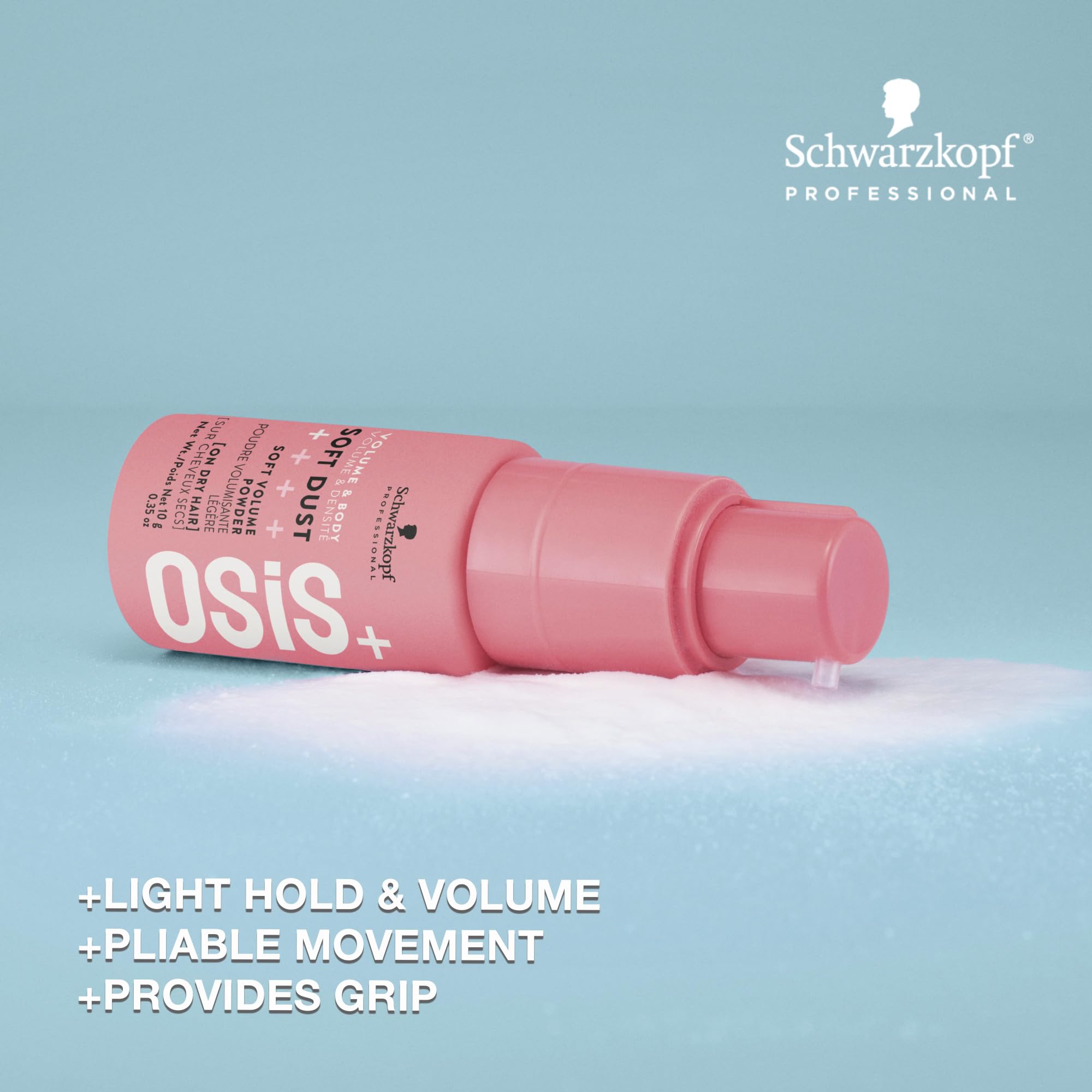 OSiS+ Soft Dust texture powder delivers subtle texture with a touchable finish.