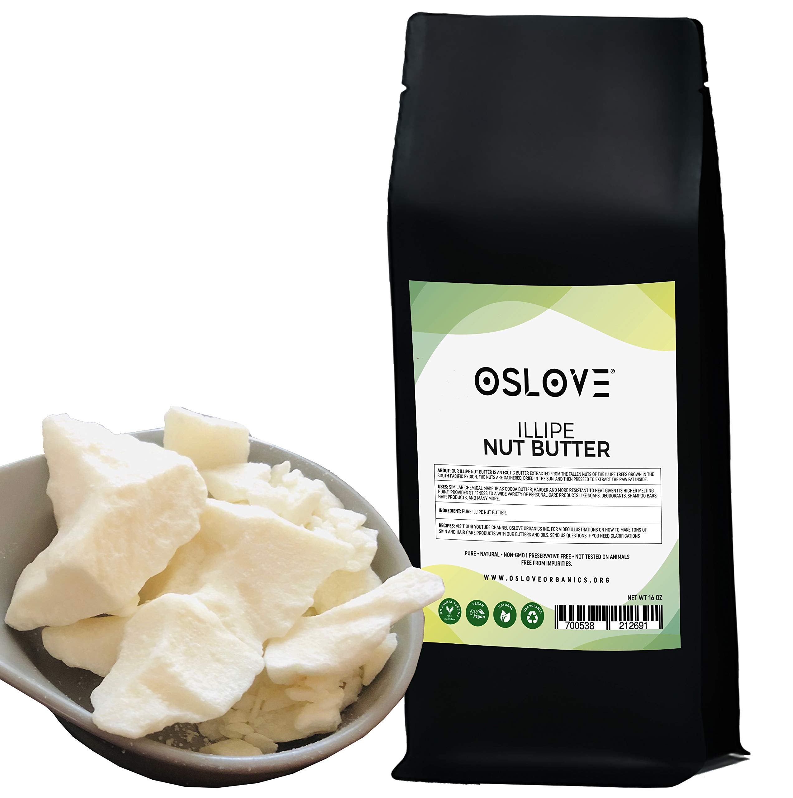 Oslove Organics Illipe Nut Butter Block demonstrates natural, fair trade moisture for the skin.
