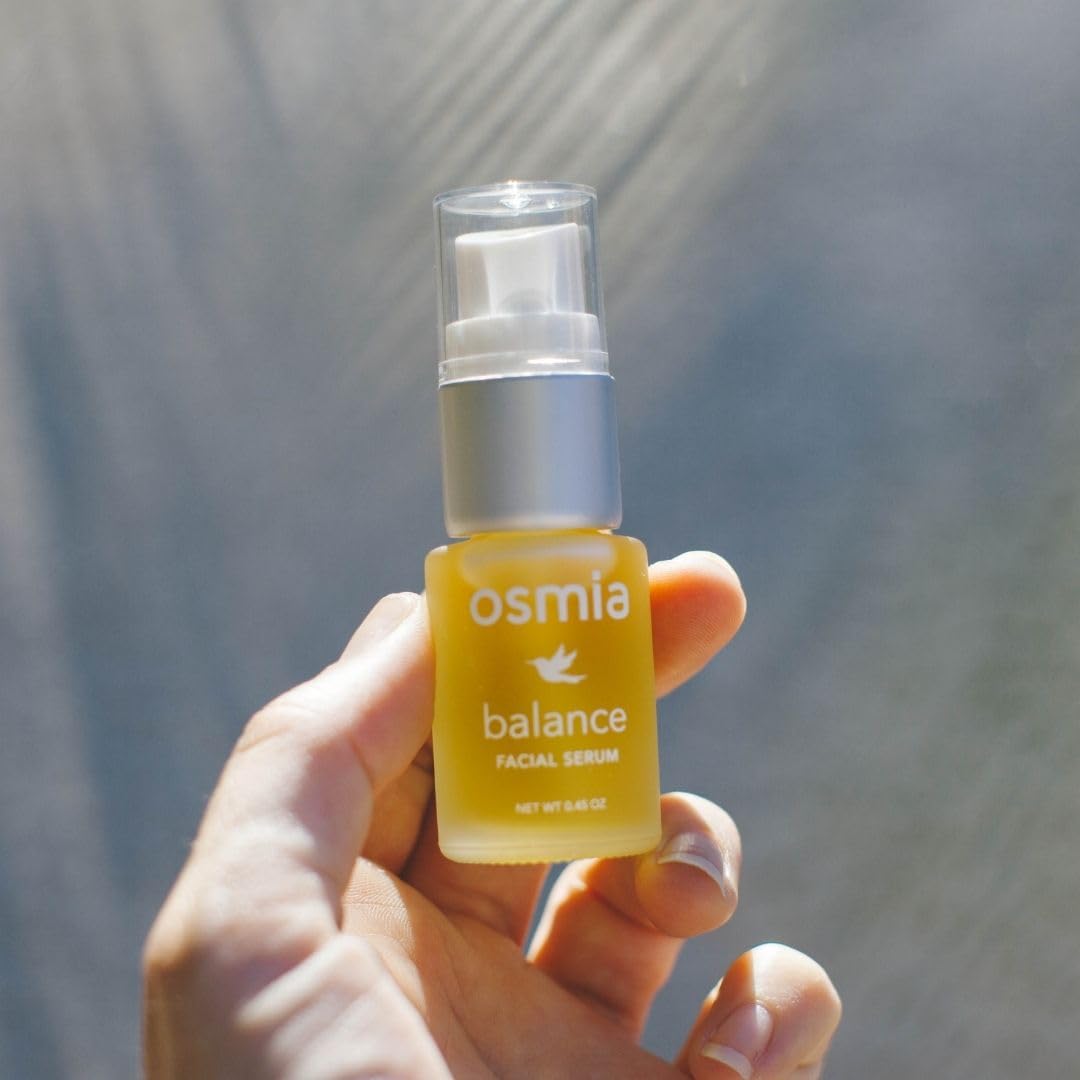 Osmia serum on hand shows quick absorption and non-greasy finish.