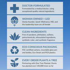Osmia cruelty-free logo signals ethical, fragrance-free skincare.