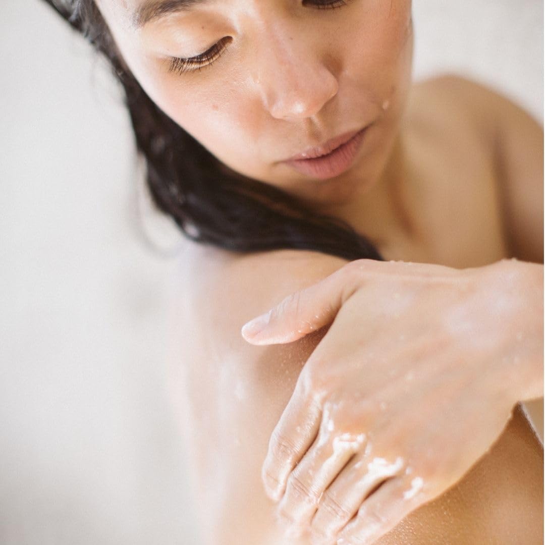 New mom uses Naked Body Soap during bath time, unscented.