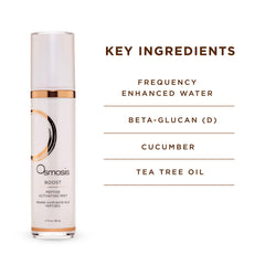 OSMOSIS BOOST mist application on hand shows quick skin hydration on the go