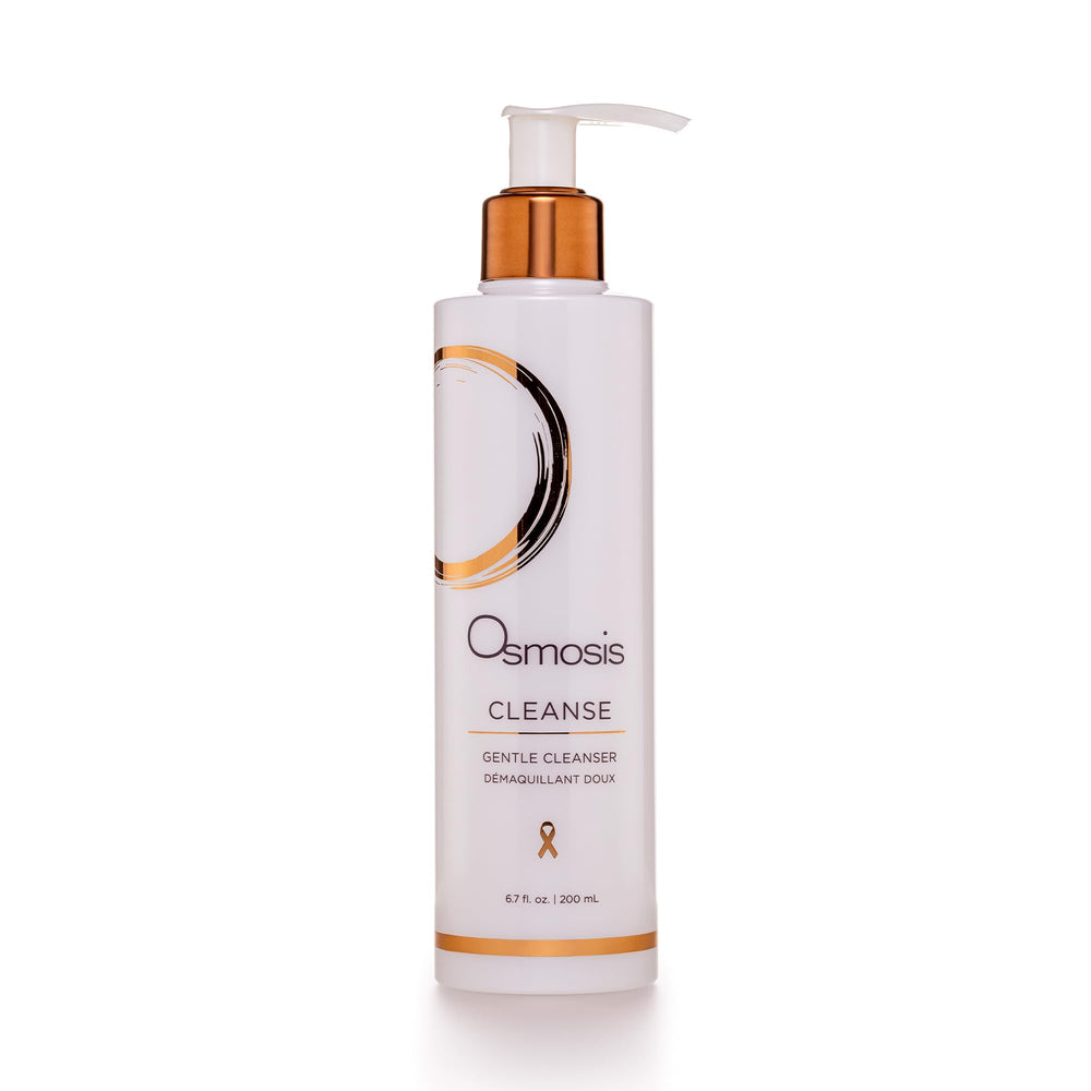 OSMOSIS Cleanse bottle with pump, convenient daily cleanser for dry skin.