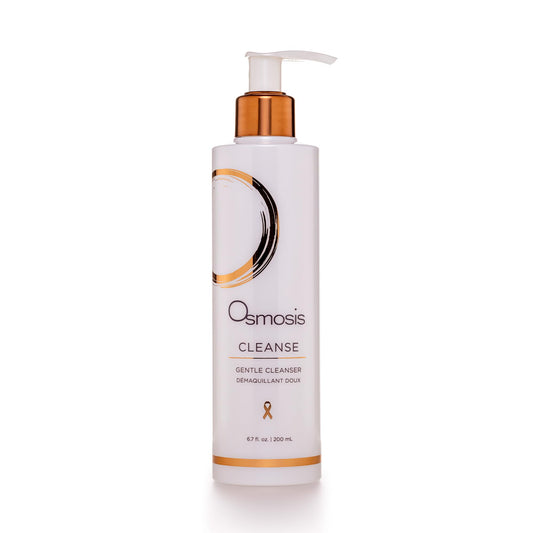 OSMOSIS Cleanse bottle with pump, convenient daily cleanser for dry skin.