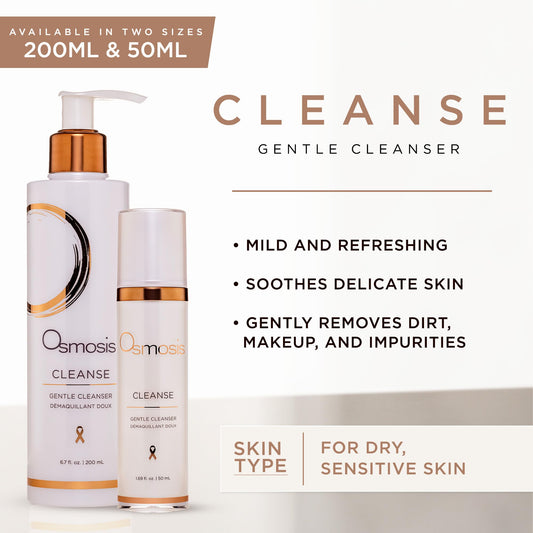 Close-up of gel texture pouring, gentle removal of impurities by OSMSIS Cleanse.