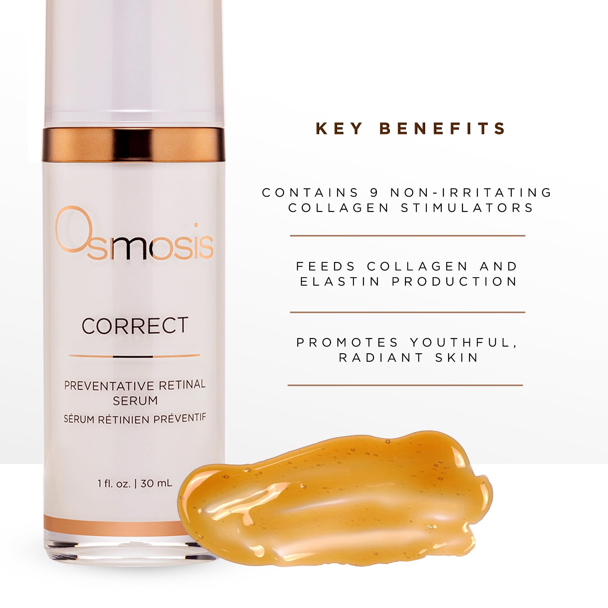 OSMOSIS CORRECT serum pump dispenses for easy morning application.