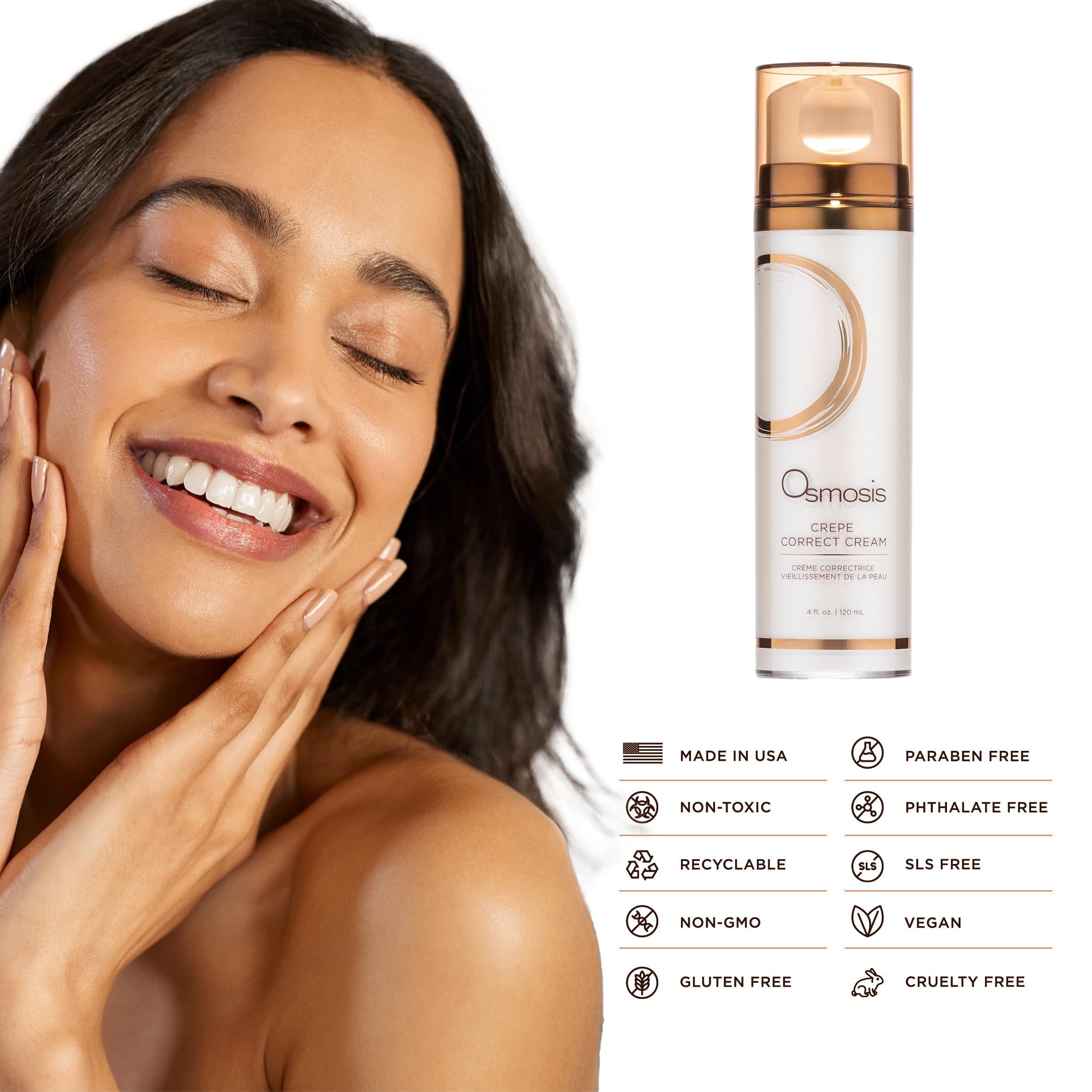 OSMOSIS Crepe Correct on leg area demonstrates skin refinement and comfort.