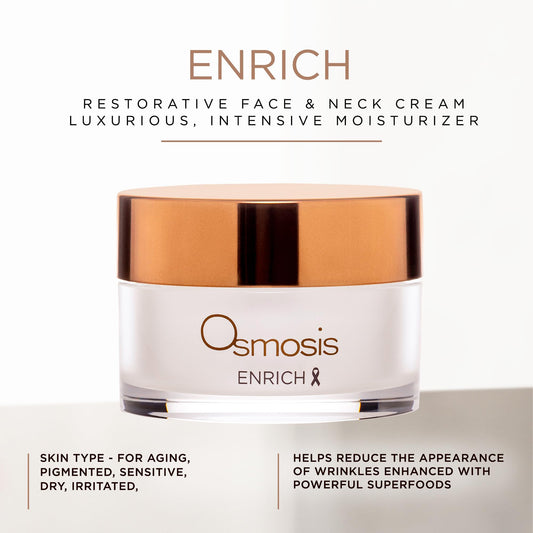 Close-up of OSMOSIS ENRICH jar texture highlighting rich, nourishing cream.