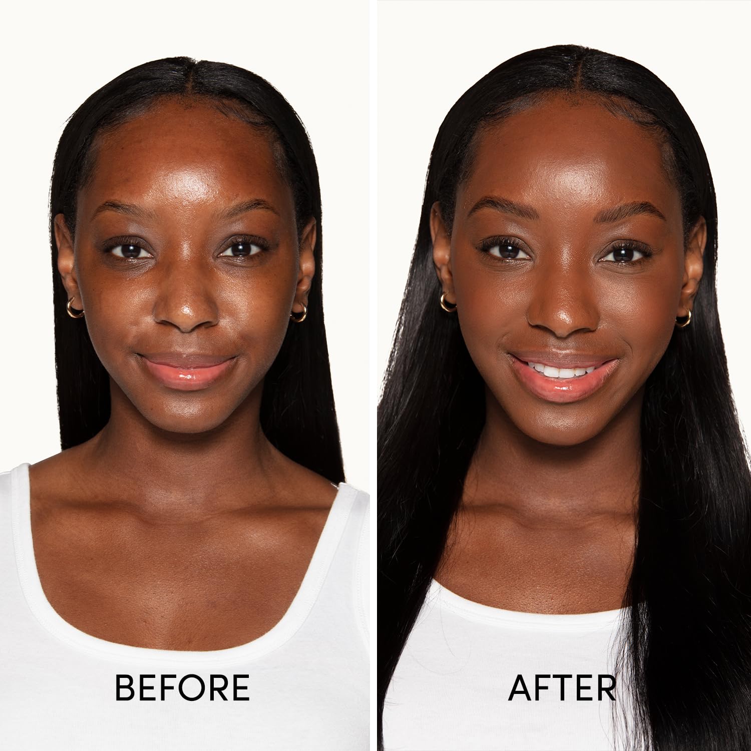 OSMOSIS Flawless Foundation displaying matte finish and even distribution on skin.