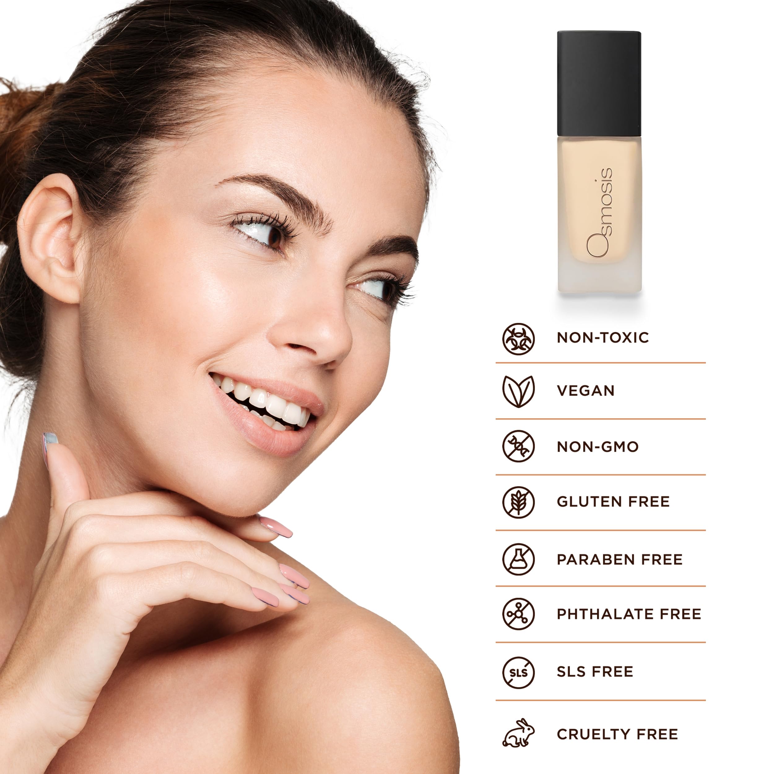 Osmosis Flawless Foundation packaging box and bottle on display