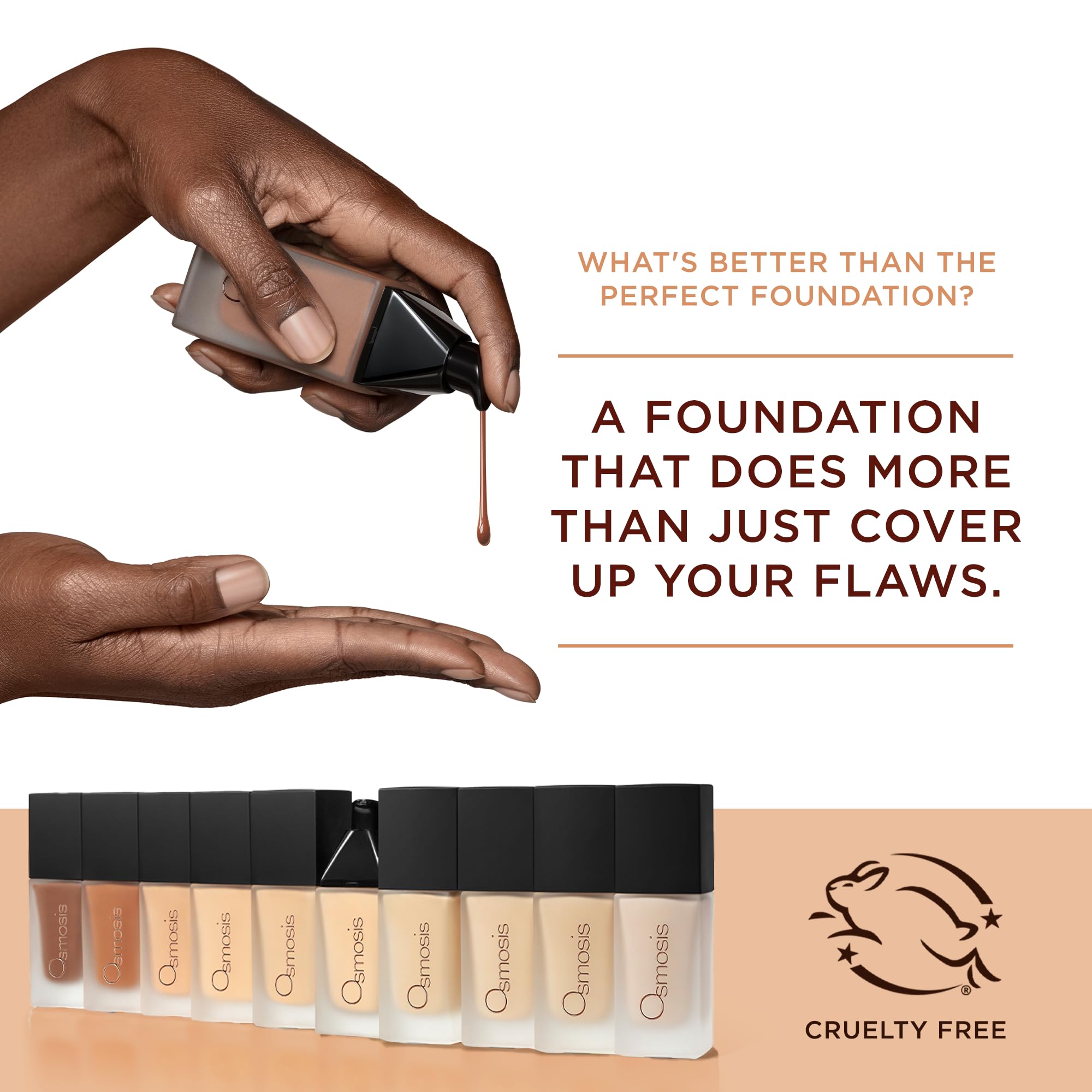Swatches of Osmosis Flawless Foundation on arm showing buildable coverage.
