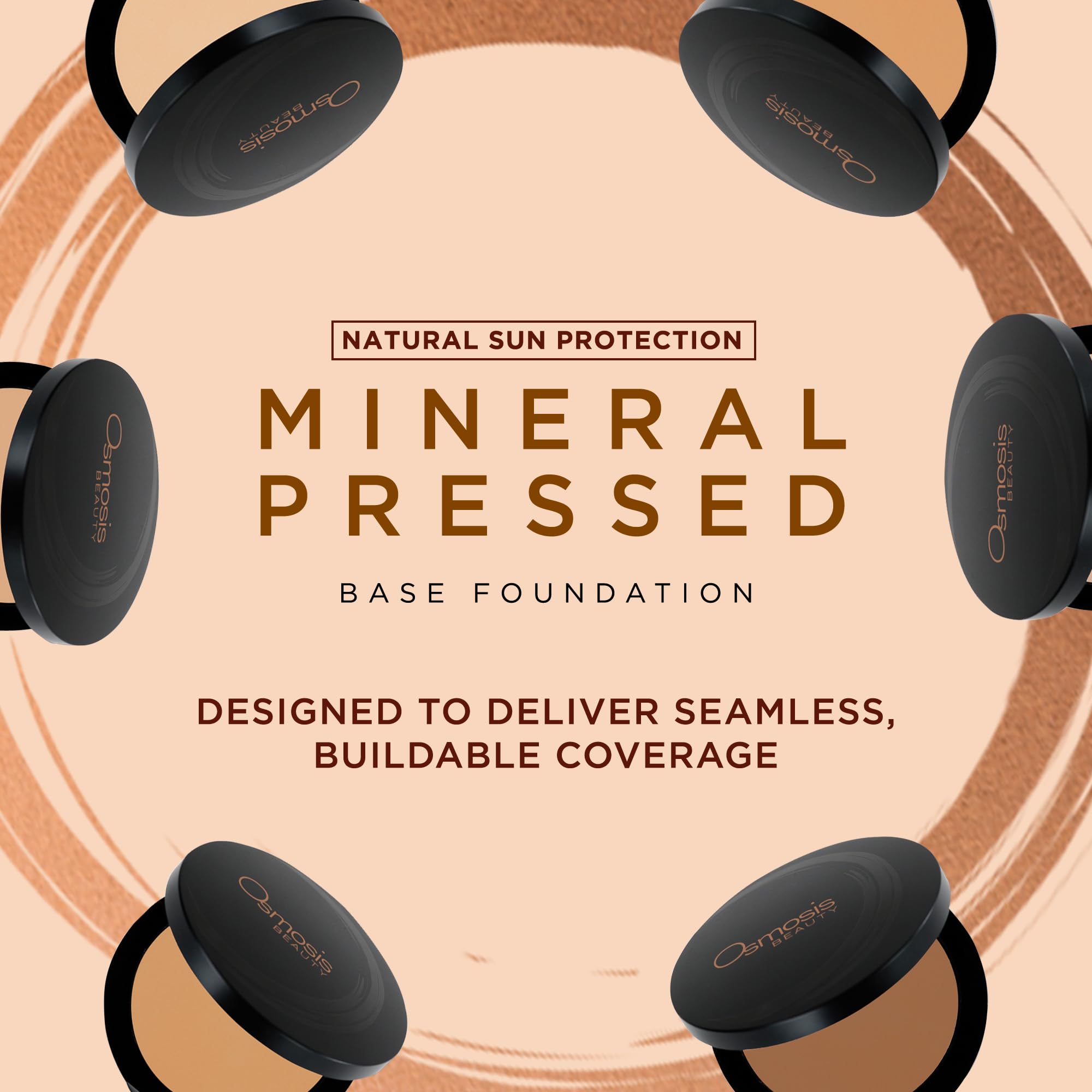 Osmosis Mineral Pressed Base Golden Medium swatch shows natural color match and buildable coverage.