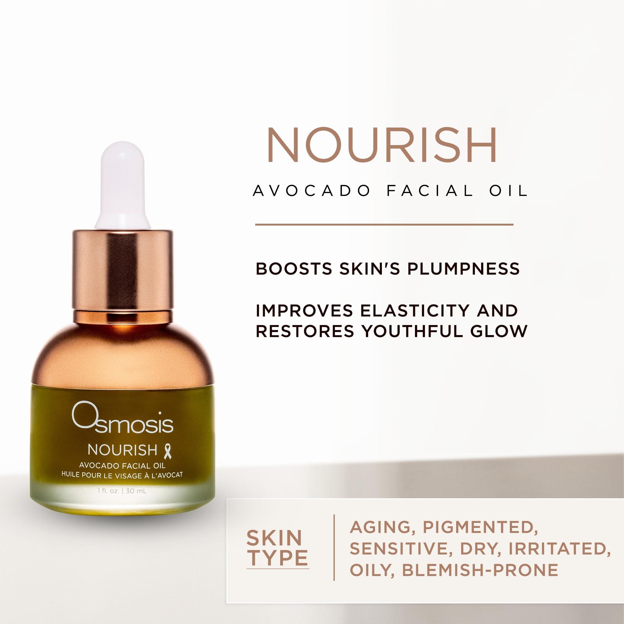 OSMOSIS Nourish Avocado Oil dropper for easy daily hydration