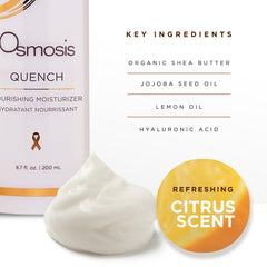 OSMOSIS QUENCH ingredients-closeup highlights hyaluronic acid and jojoba oil