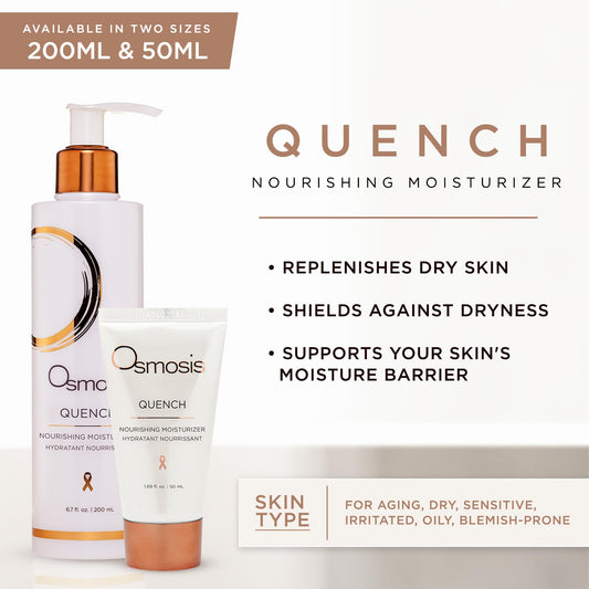 OSMOSIS QUENCH jar-application close-up shows creamy moisture for barrier care
