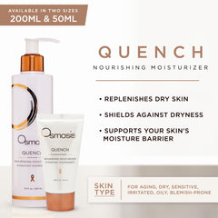 OSMOSIS QUENCH jar-application close-up shows creamy moisture for barrier care