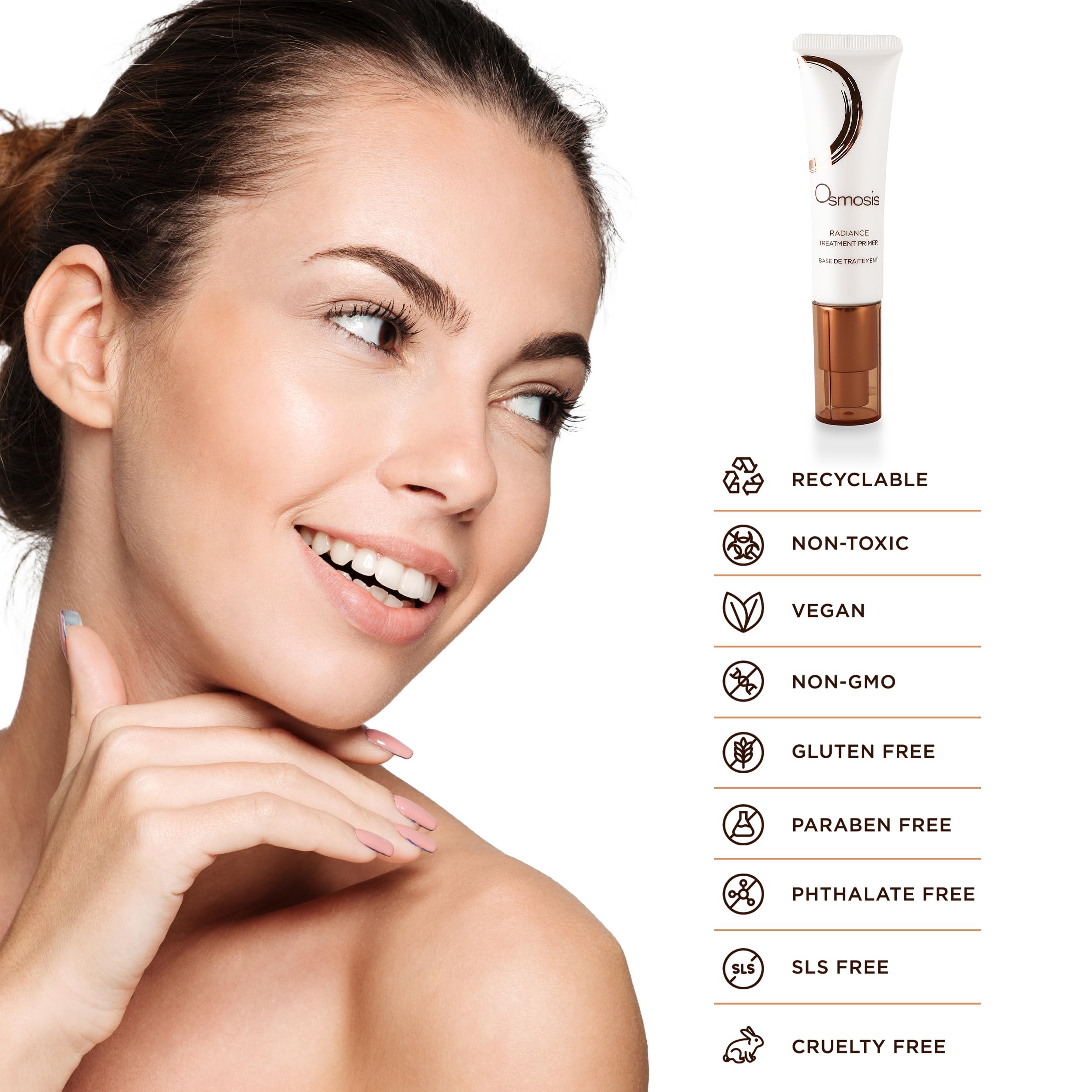 Osmosis Radiance Primer serum-like texture on skin surface.