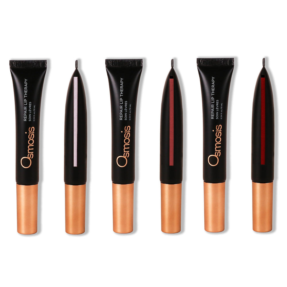 OSMOSIS Repair Lip Therapy on lips delivers ultra-soft feel and gloss.