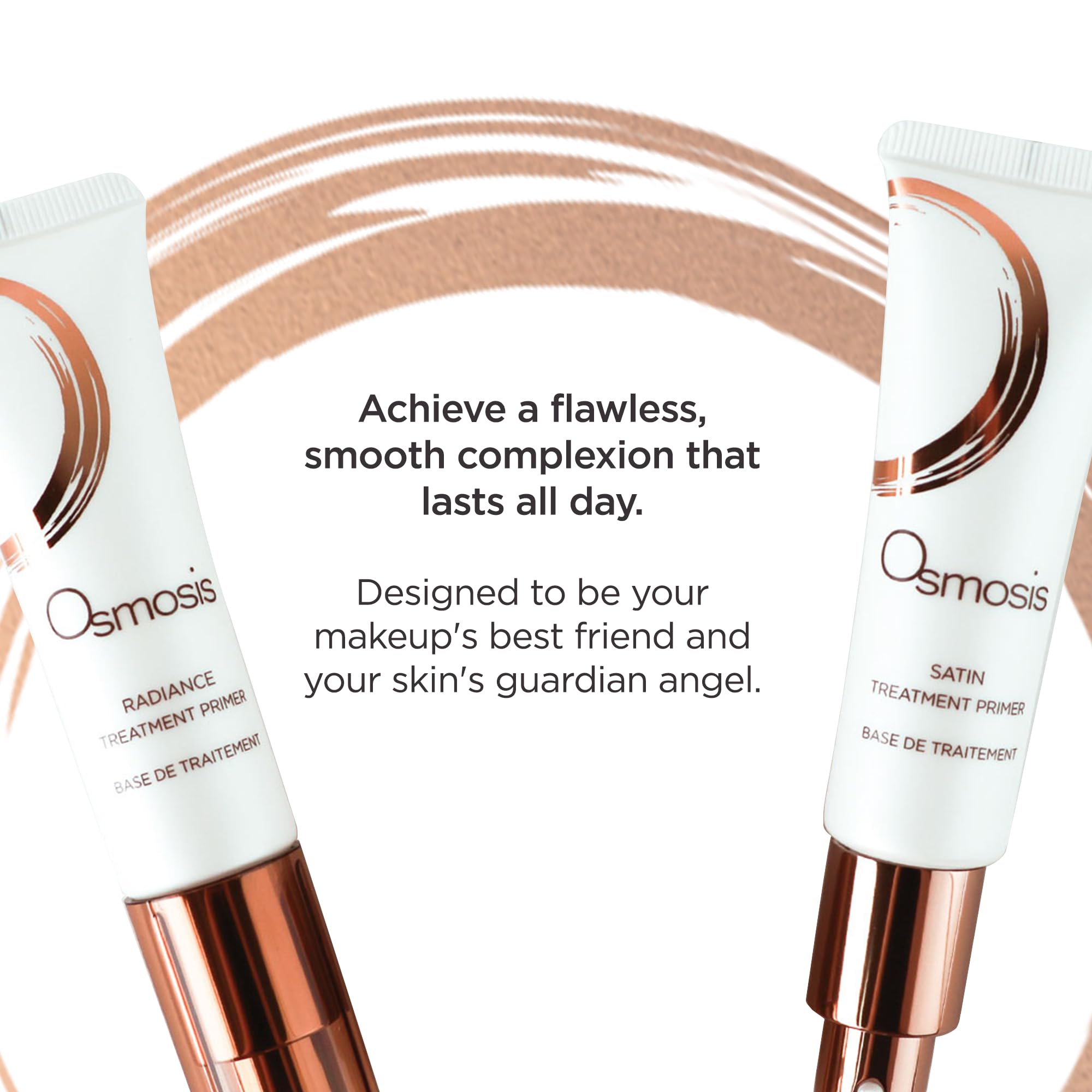 OSMOSIS Satin Treatment Primer application brush demonstrates easy blending for an even base.
