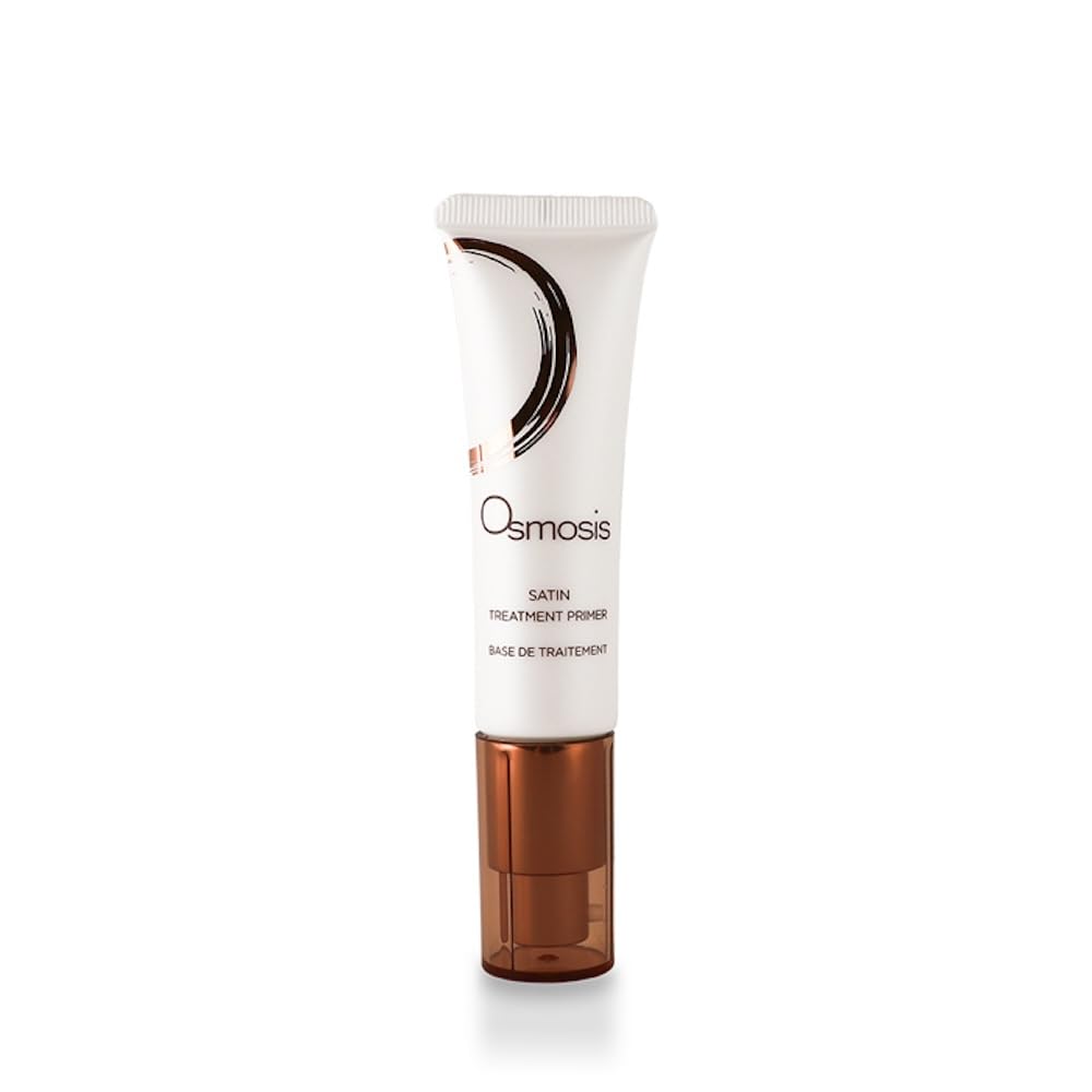 OSMOSIS Satin Treatment Primer bottle pour delivers a shine-free base for smoother makeup.