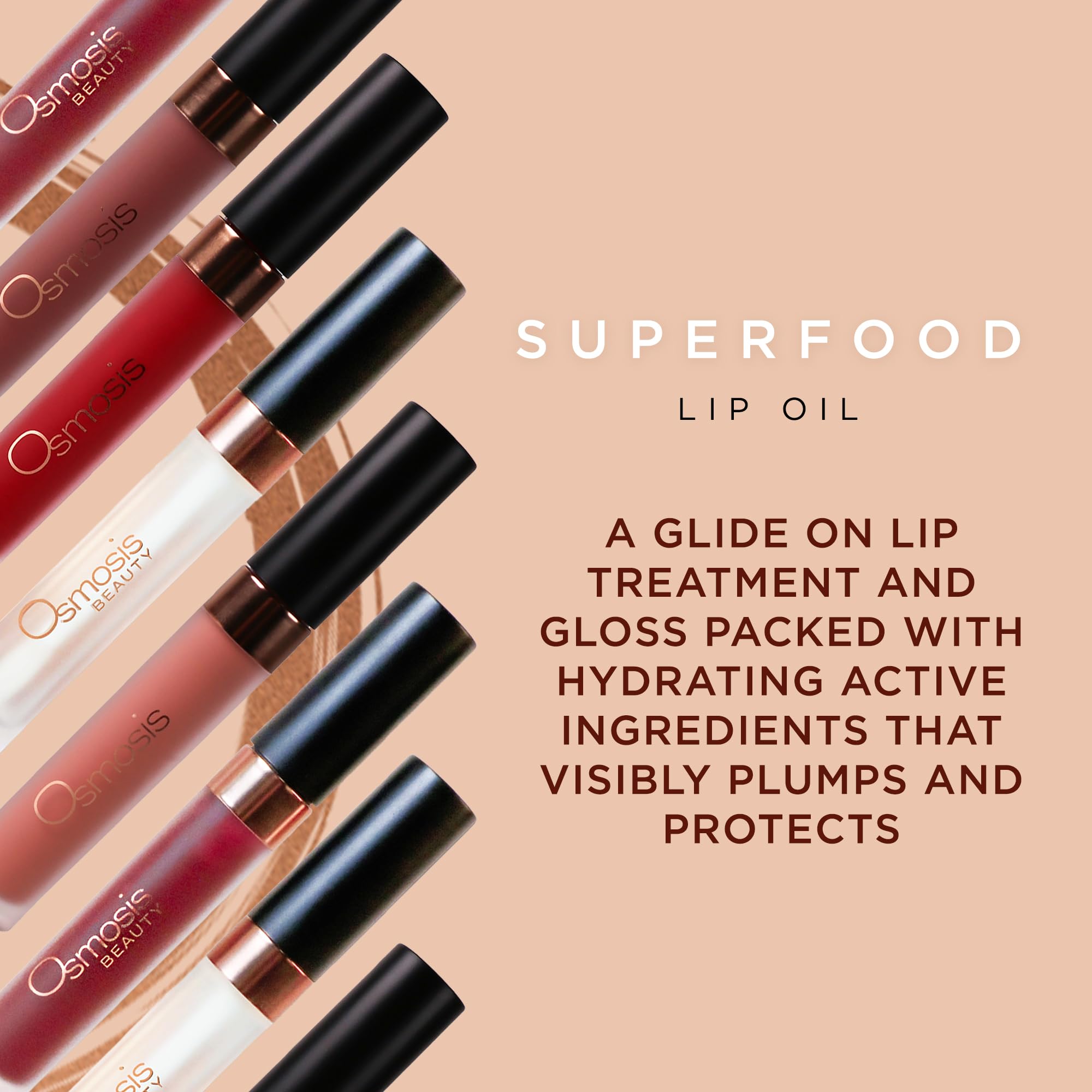 Osmosis Superfood Lip Oil gloss swirl highlights glossy sheen and smooth lips