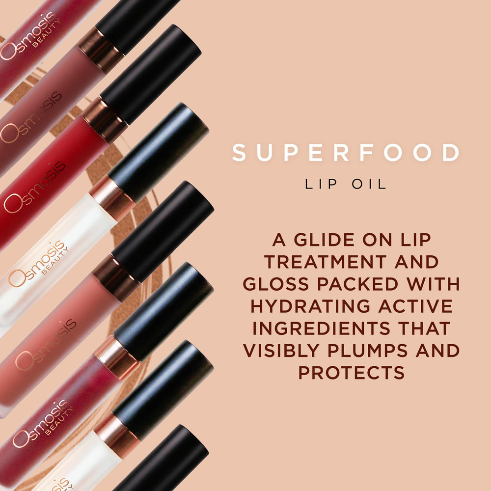 Osmosis Superfood Lip Oil gloss swirl highlights glossy sheen and smooth lips