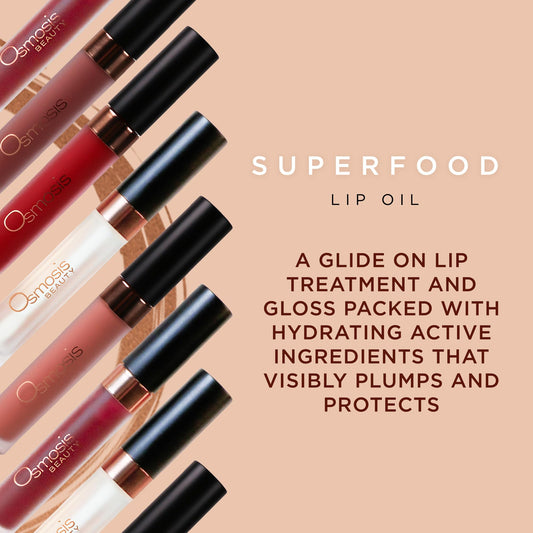 Osmosis Superfood Lip Oil gloss swirl highlights glossy sheen and smooth lips
