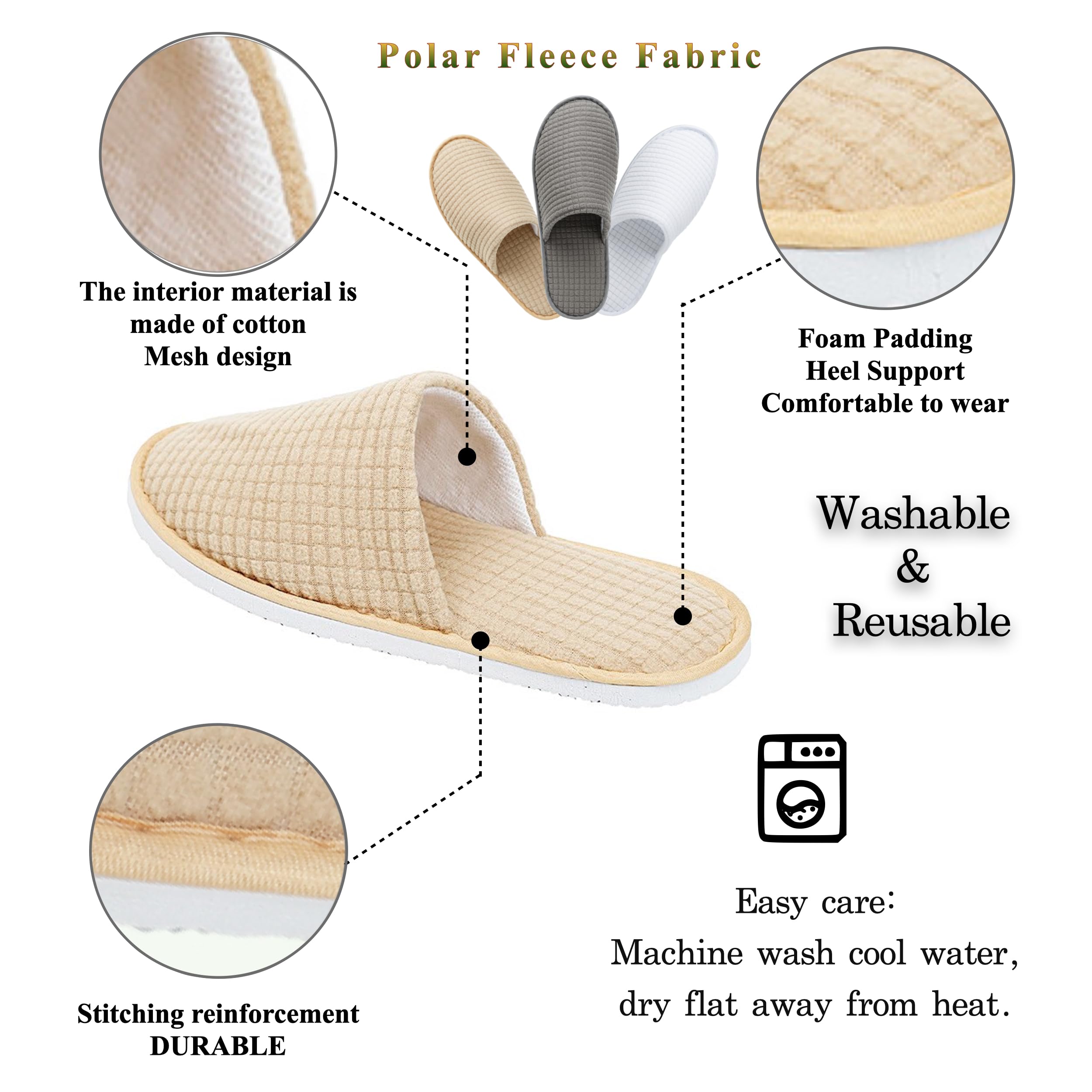 OSTADARRA spa slippers inner material, polar fleece for cozy comfort.