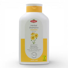 OTACI shampoo bottle highlights horsetail and ginseng ingredients for strength.