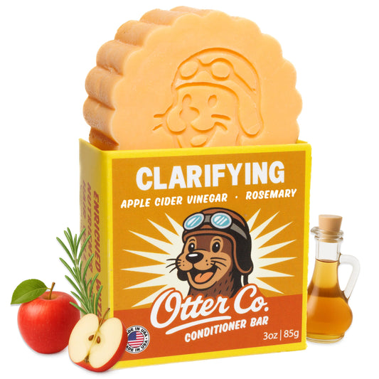 Otter co clarifying ACV bar with argan and rosemary for scalp refresh.