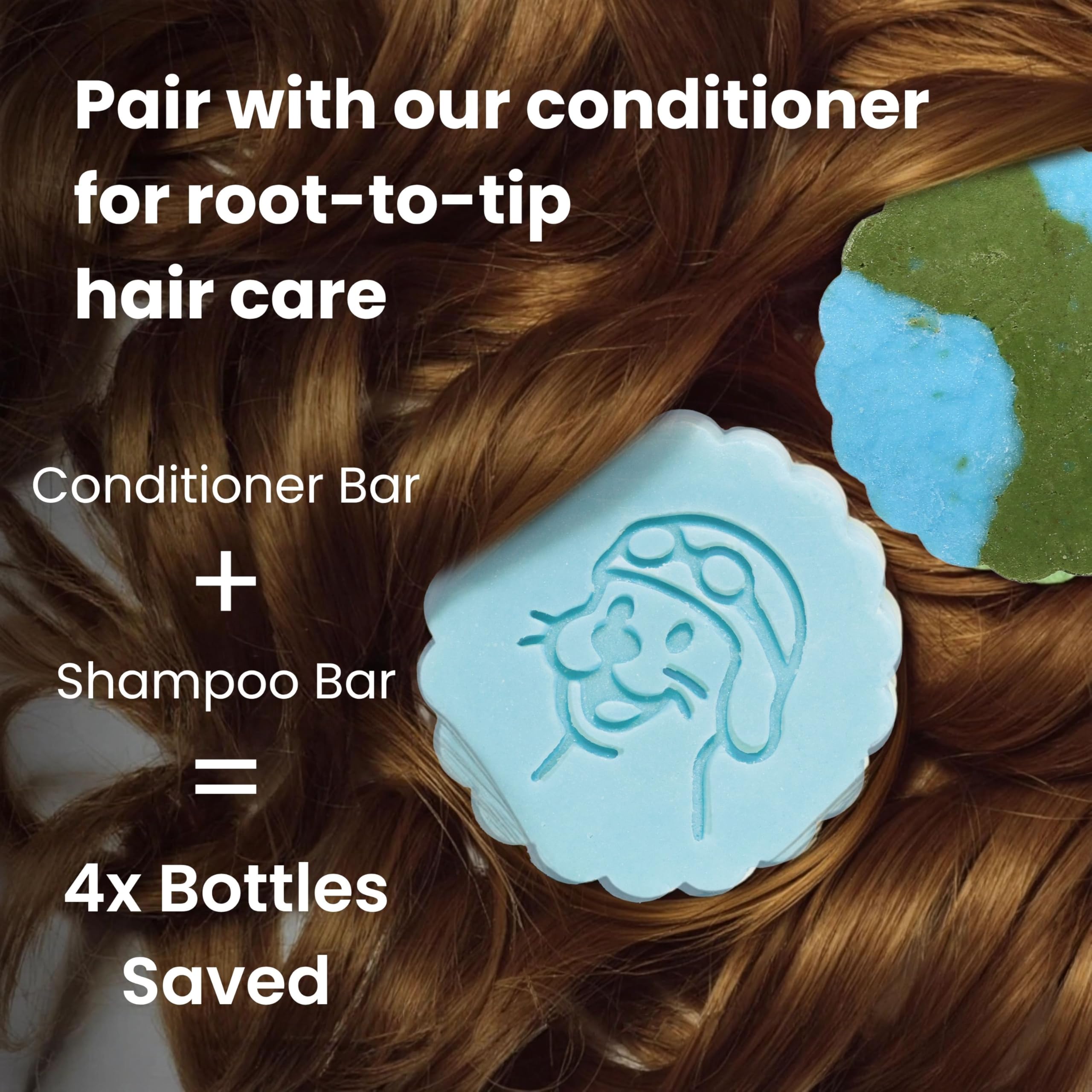 Hands holding Otter Co conditioner bar in shower for easy use.