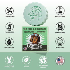 Otter Co label with rosemary and tea tree oils suggests refreshing aroma and scalp-friendly properties.