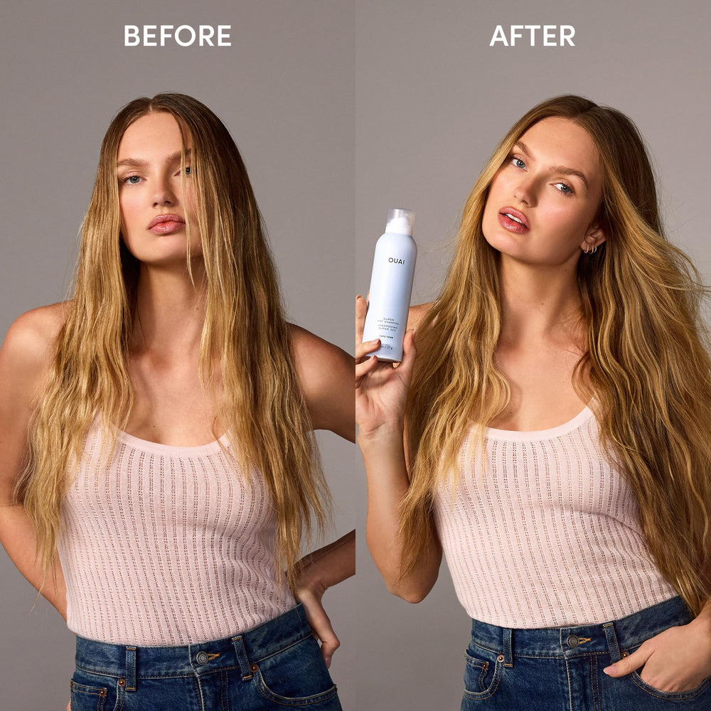 OUAI Capetown dry shampoo spray-action illustrate quick application