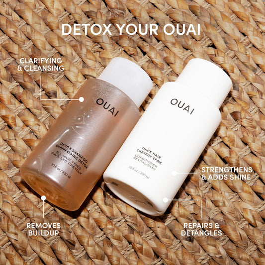Close-up of OUAI Detox Shampoo lather showing cleansing action