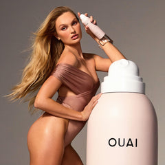 OUAI dry shampoo no-residue result ideal for between styles.