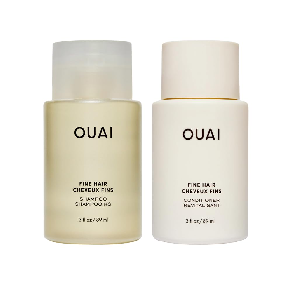 OUAI Fine Shampoo bottle front showing lift-friendly formula for fine hair.