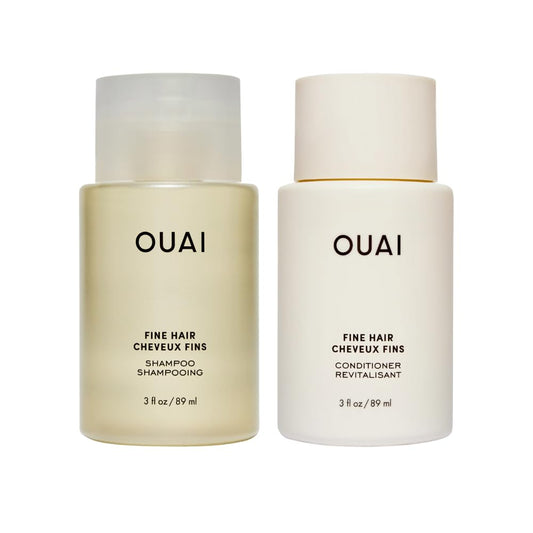 OUAI Fine Shampoo bottle front showing lift-friendly formula for fine hair.