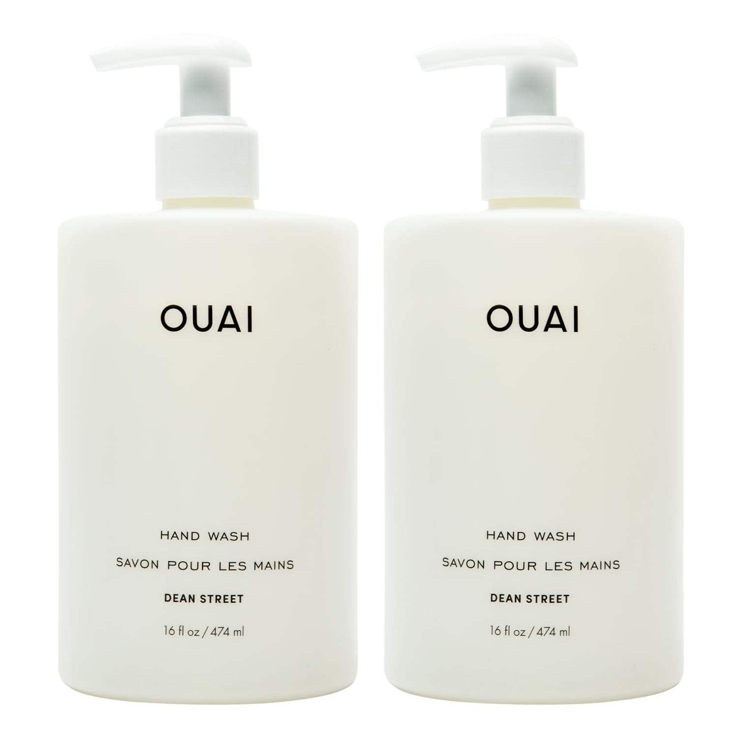 OUAI Hand Wash Dean Street bottle pump delivers gentle cleansing and exfoliation for smoother hands.