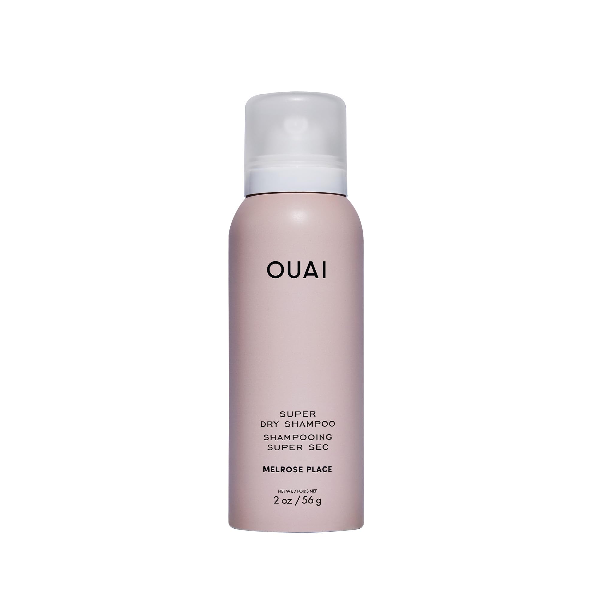 OUAI Melrose Place dry shampoo bottle front view showing oil absorption and long-lasting scent.