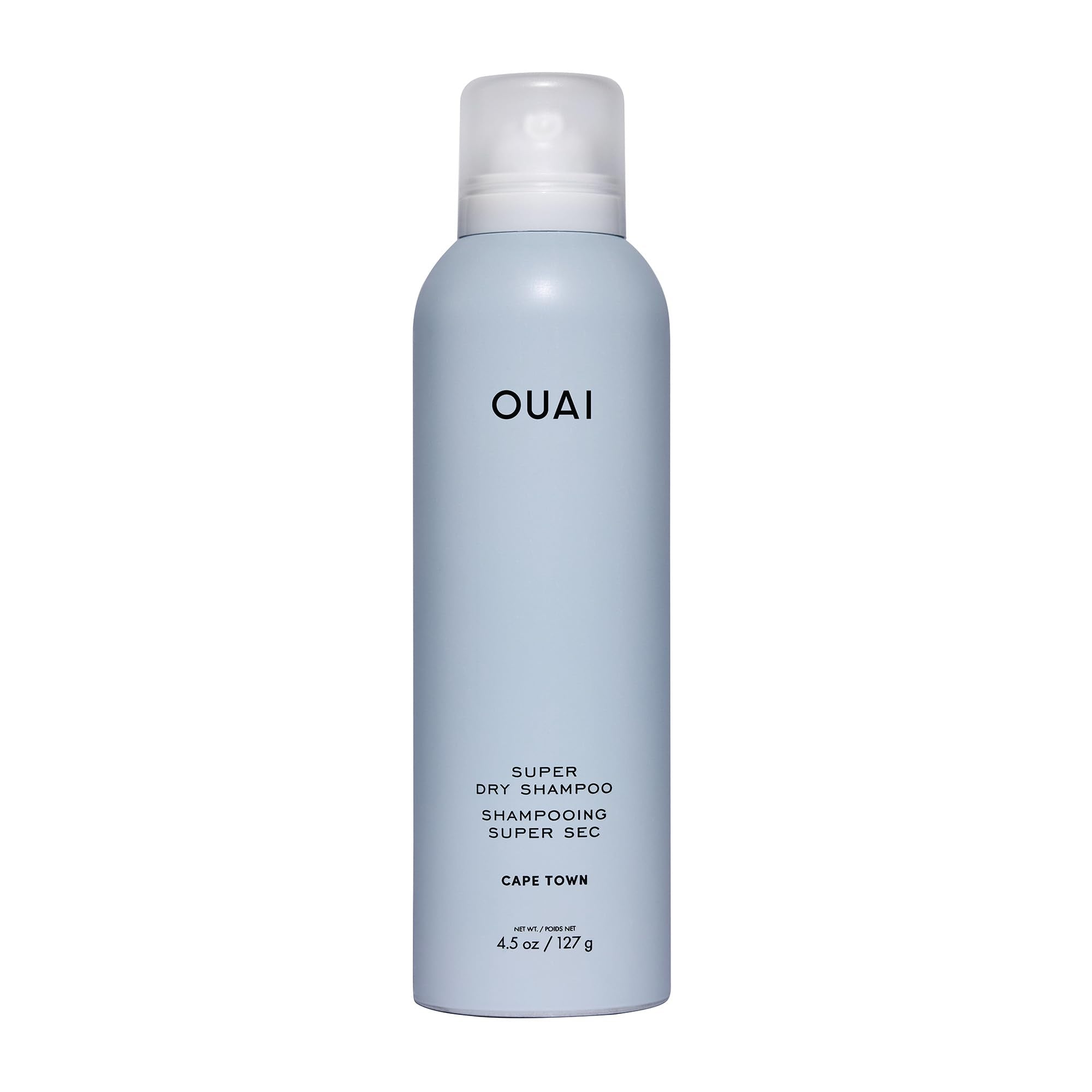 OUAI Super Dry Shampoo bottle with Cape Town fragrance, ready to refresh.