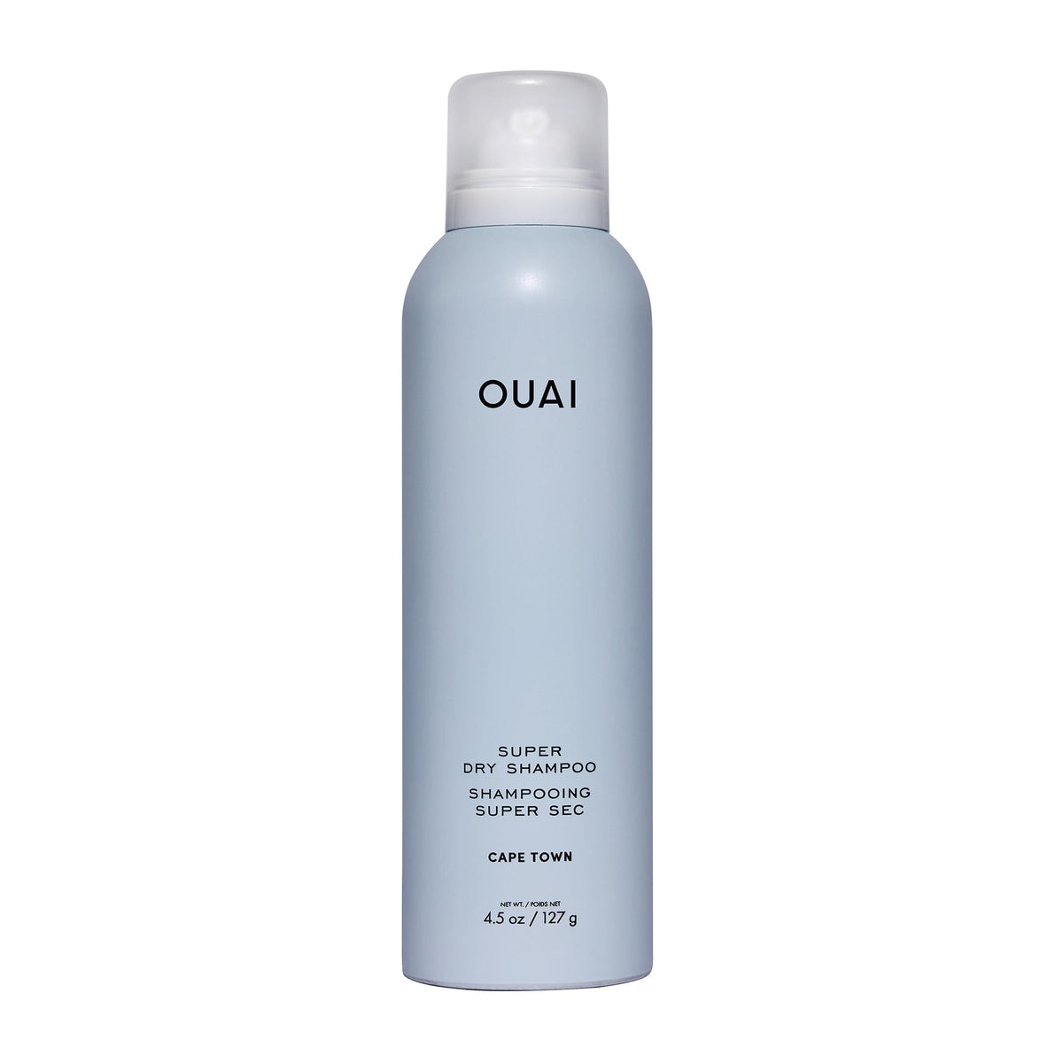 OUAI Super Dry Shampoo bottle with Cape Town fragrance, ready to refresh.