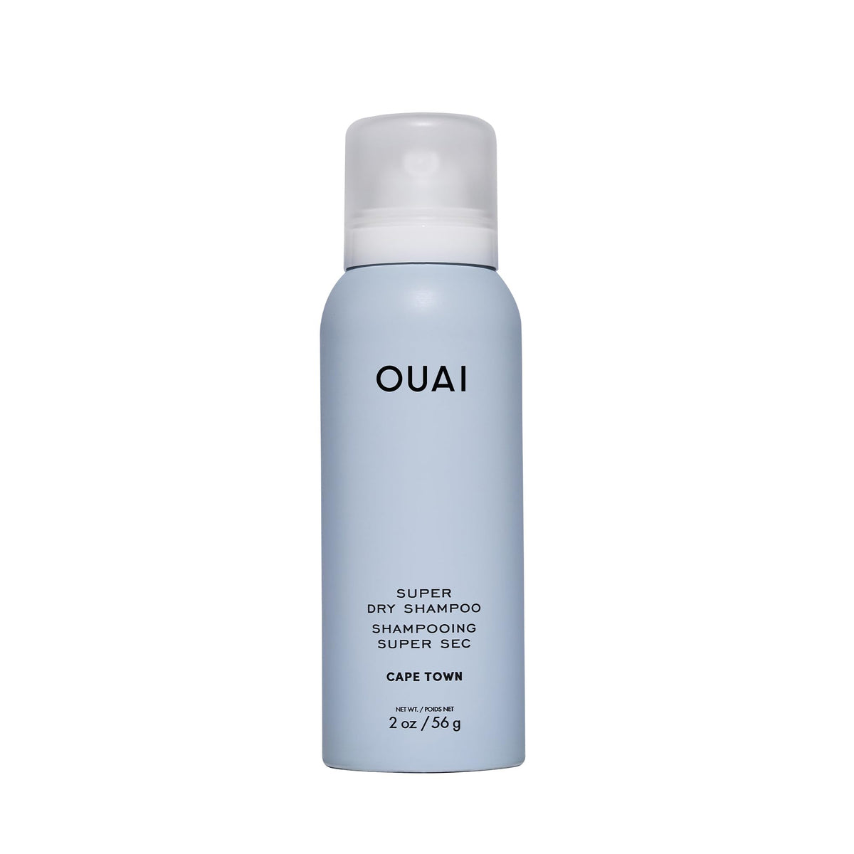 OUAI travel-size dry shampoo bottle in Cape Town scent for on-the-go freshness