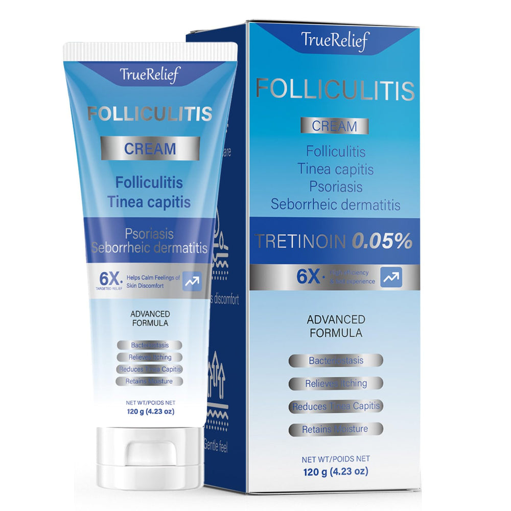 OUHENGTEK Folliculitis Cream bottle pour for easy daily application on scalp and skin.