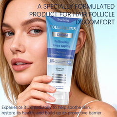 OUHENGTEK Folliculitis Cream label closeup with two-pack value.