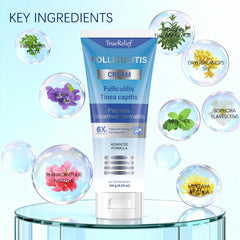 OUHENGTEK Folliculitis Cream texture closeup showing lightweight, non-greasy feel.